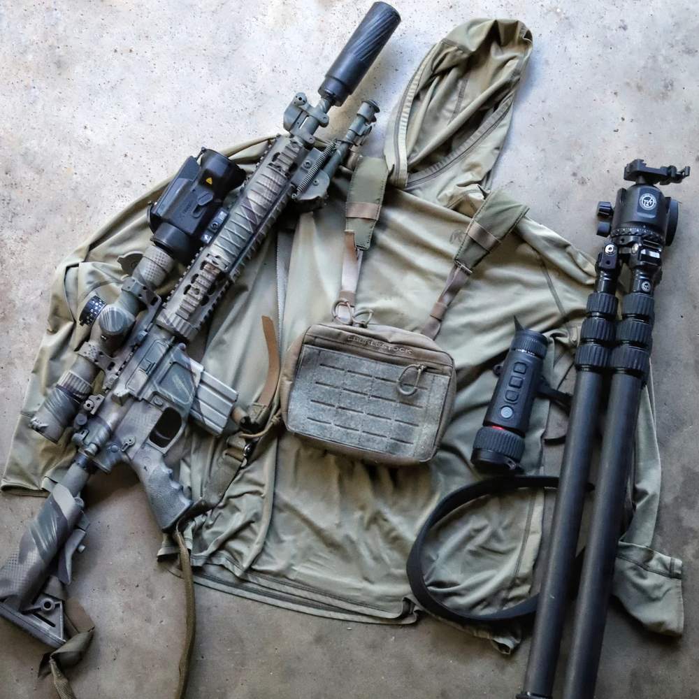 Loadout flat lay with Eberlestock chest pouch