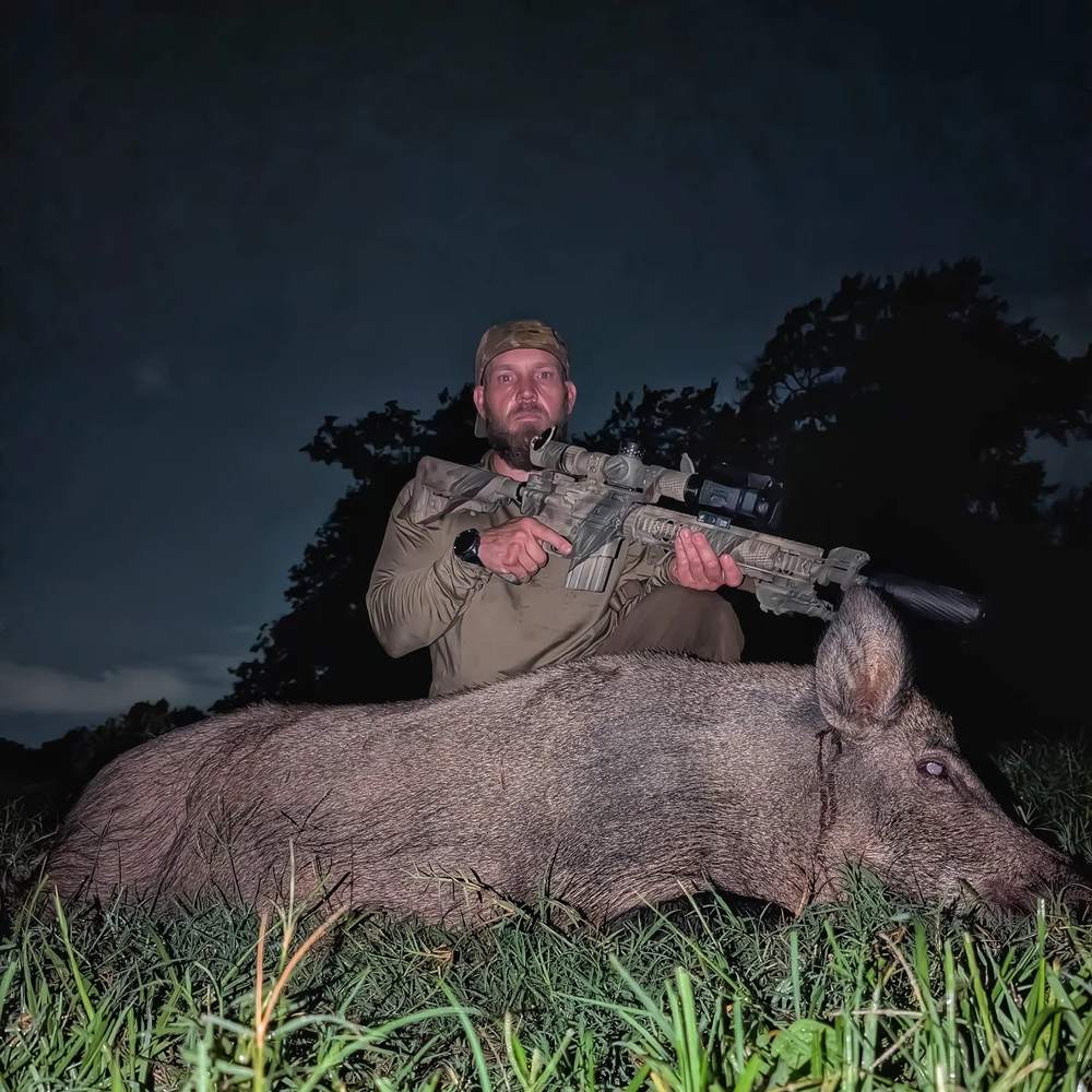 Night hunt result with camo bolt gun